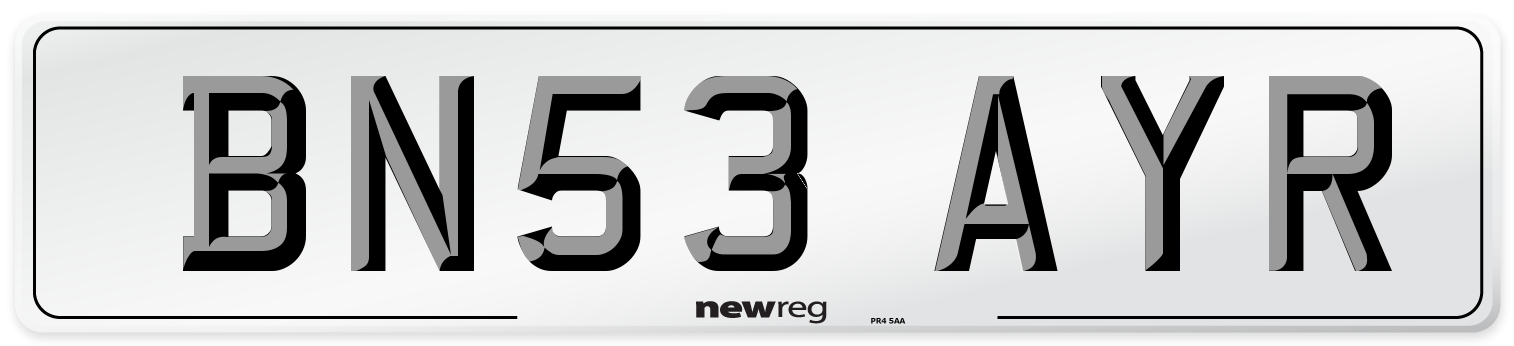 BN53 AYR Number Plate from New Reg